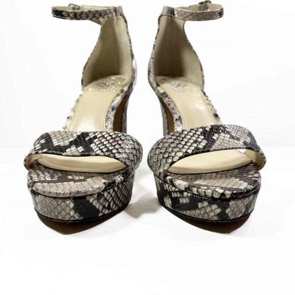 VINCE CAMUTO Sathina Snakeskin Embossed Leather High Heel Sandals 7.5M - Picture 4 of 10